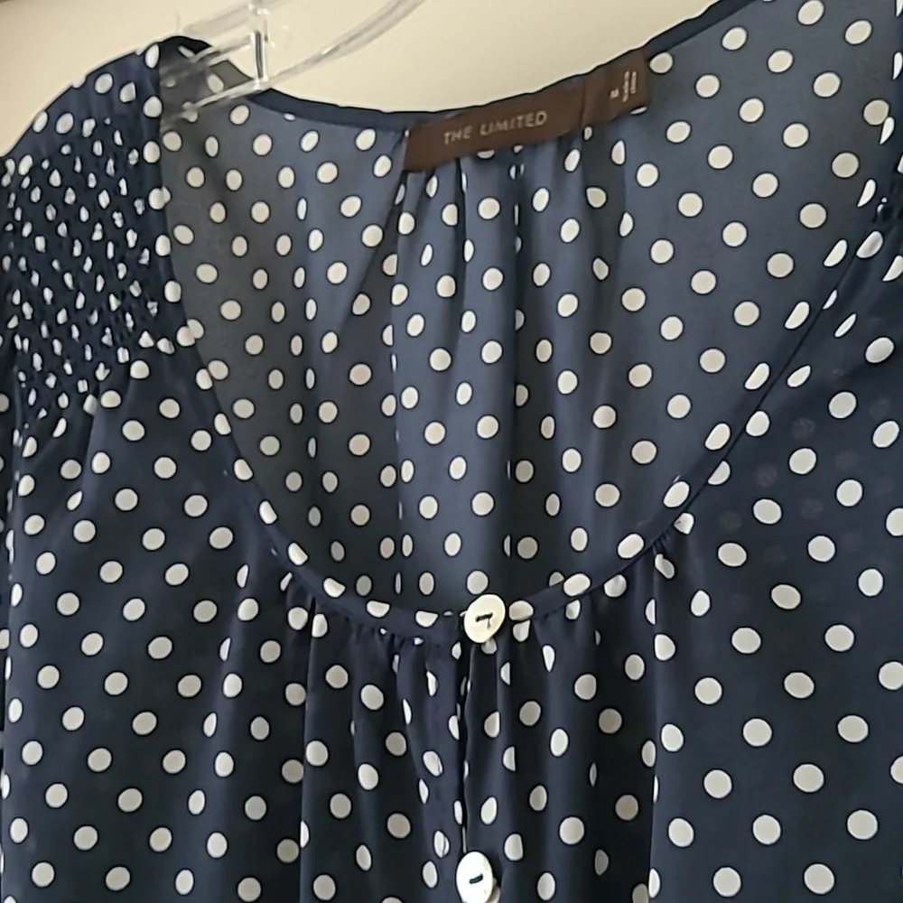 The LIMITED Navy And White Polka Dot Top - Picture 2 of 3